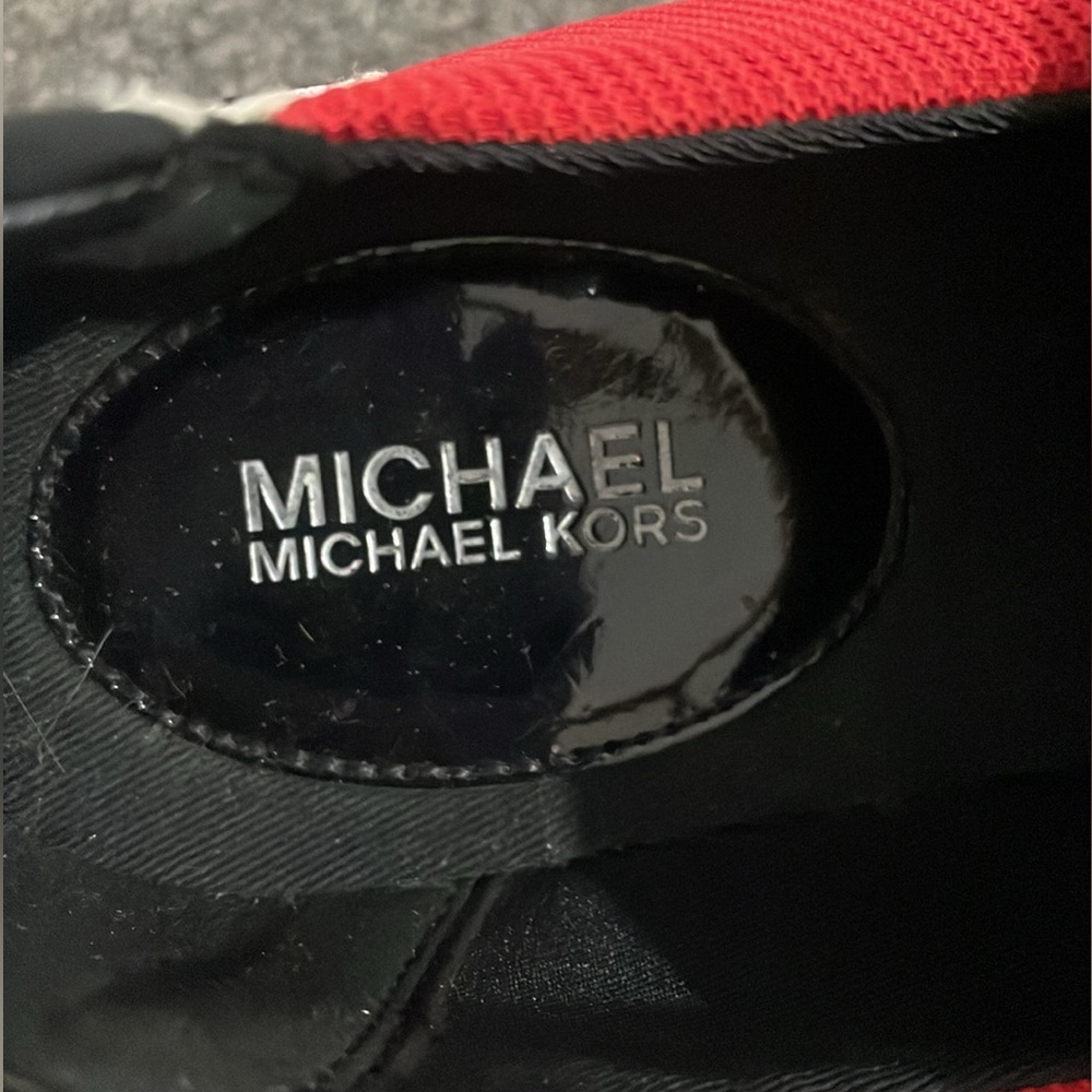 MICHAEL KORS Felix Grid Scuba Mesh Red Trainer Wedge Sneaker